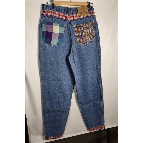 Rare Vintage NO! ABSOLUTELY BLUES Jeans Denim Size 13/14 Plaid, Retro, 1980s - Picture 5 of 11